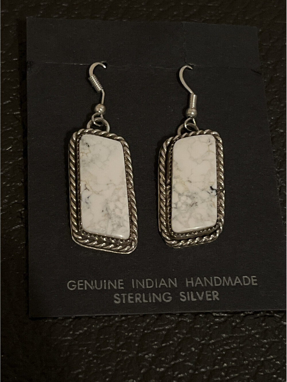 Navajo handmade sterling silver white buffalo earrings
